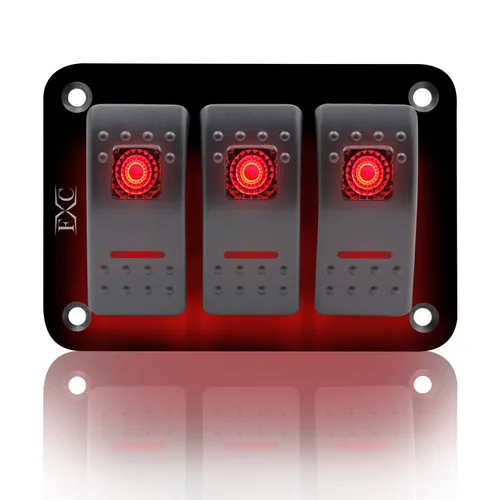 Miniatura 23 de FXC - Panel de interruptor basculante de aluminio de 6 bandas, interruptores de palanca de 5 pines encendido/apagado, 2 LED retroiluminados