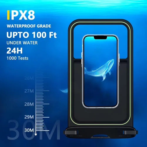 Miniatura 3 de 2 bolsas flotantes impermeables para teléfono, [hasta 10 pulgadas grandes] universal IPX8 impermeable bolsa seca para teléfono celular con cordón