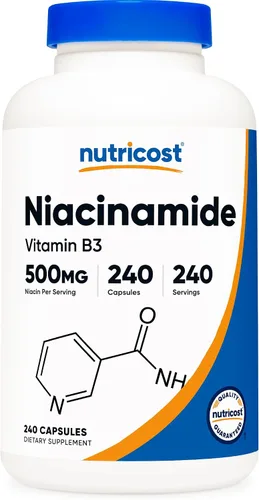 Nutricost Niacinamida (vitamina B3) 500 mg, 240 cápsulas, sin OMG, sin gluten, sin enjuague vitamina B3