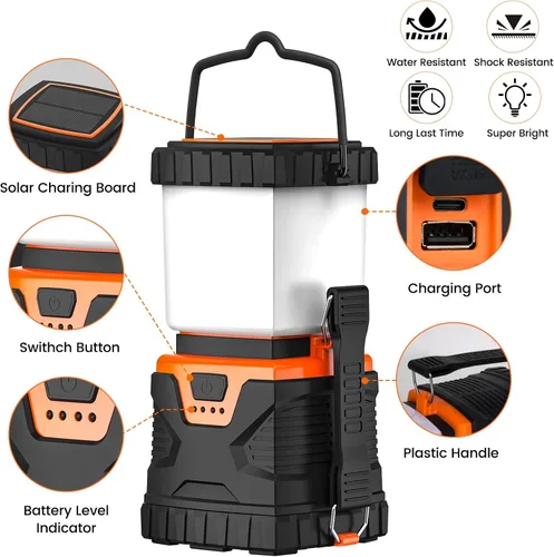 Miniatura 4 de Linterna LED para campamento, recargable, 1000 lúmenes, portátil con 5 modos de luz, IP44 impermeable 4400 mAh, linterna para tienda de campaña