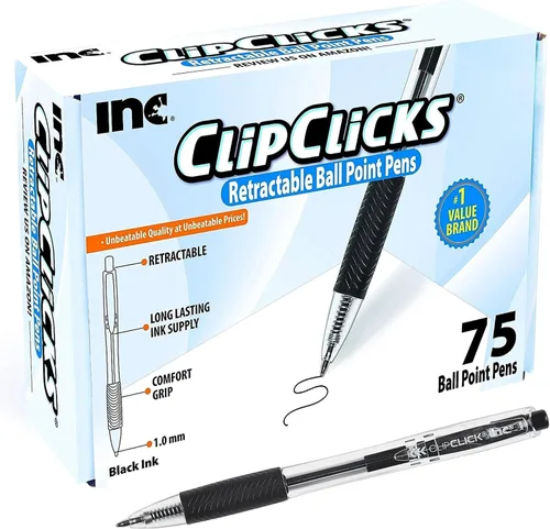 Miniatura 10 de Inc. ClipClicks - Bolígrafos retráctiles, juego de bolígrafos de punta media de 0.039 pulgadas con agarre cómodo para escuela, oficina, escritura