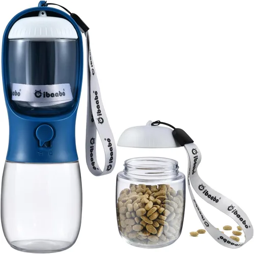 Miniatura 12 de Cibaabo Botella de agua para perros con contenedor de alimentos, cuenco de agua para cachorros de viaje, dispensador portátil para mascotas
