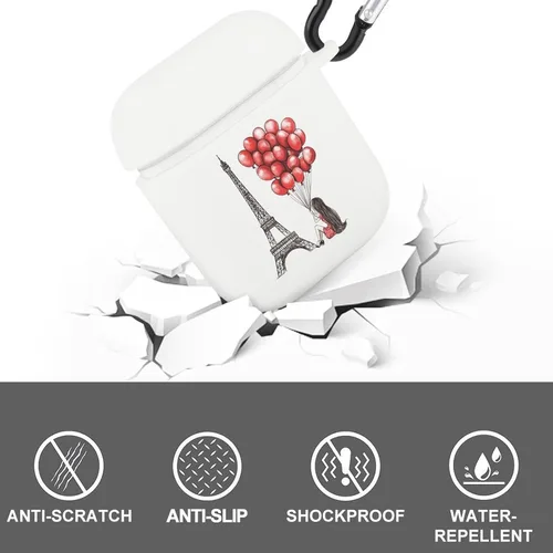 Miniatura 4 de Funda protectora para auriculares Bluetooth de la Torre Eiffel París Francia, funda protectora de carga compatible con Airpods 1/2, color blanco