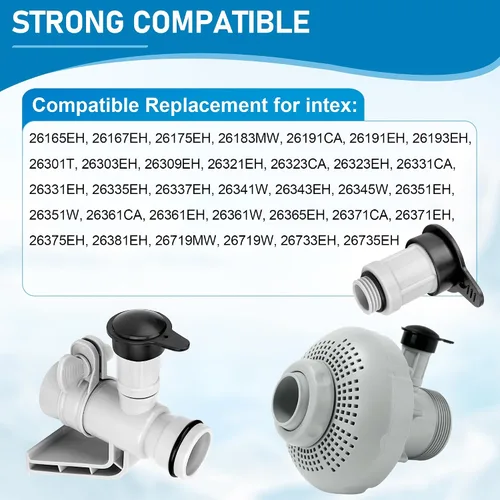 Miniatura 6 de 12363 12373 - Válvula de chorro de aire y tapa de válvula de chorro de aire para entrada de piscina sobre el suelo Intex compatible con 26165EH