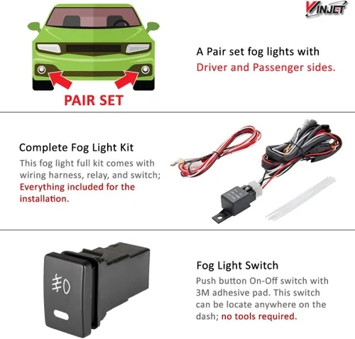 Miniatura 5 de Winjet WJ30-0405-09 Serie OEM para Toyota Sienna 2006-2010 - Luces antiniebla LED de conducción + interruptor + kit de cableado