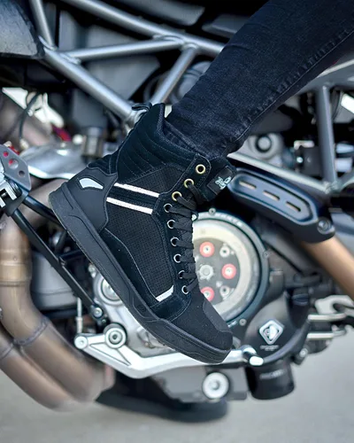 Miniatura 7 de BORLENI Botas de motocicleta para calle, zapatos de conducción antideslizantes, para senderismo al aire libre, trabajo, zapatos de trabajo