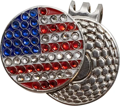 Miniatura 7 de DA VINCI Clip magnético para sombrero de golf con marcador de bola de golf de metal brillante de 1 pulgada Bandera de Canadá Bling