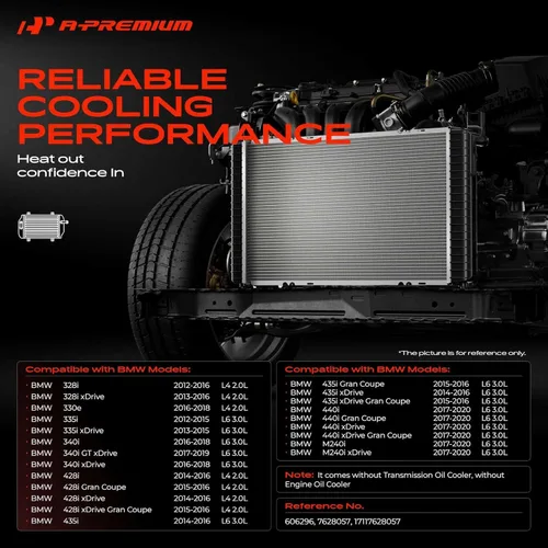 Miniatura 2 de A-Premium Radiador auxiliar de refrigeración adicional compatible con BMW 328i, 328i xDrive, 330e, 335i, 335i xDrive, 340i, 340i GT xDrive, 340i