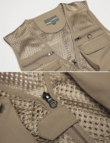 Miniatura 7 de Chaleco Flygo para hombre, para pesca, trabajo, safari, viaje de reportajes o para actividades al aire libre en verano, con bolsillos