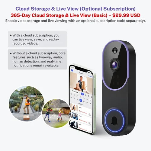 Miniatura 8 de Cámaras de timbre de video inalámbrico 1080P con detección humana AI y alertas de detección de movimiento, audio bidireccional
