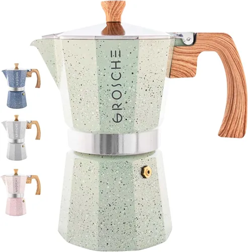 Miniatura 24 de GROSCHE Milano Cafetera Moka para Preparar Espresso en la Estufa, 9 Tazas de Café, 15.2 oz, Negro. Cafetera Cubana para Preparar Café en la Estufa