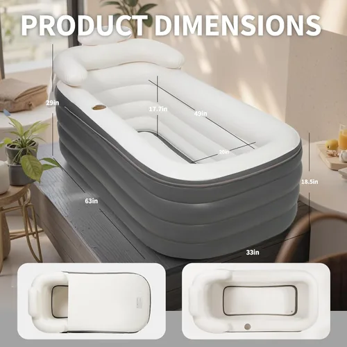 Miniatura 6 de Crossing King bañera inflable, bañera portátil para adultos con bomba de aire eléctrica, tina de spa plegable sin soporte con reposacabezas