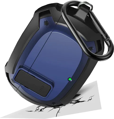 Miniatura 8 de Miimall Funda compatible con Beats Studio Buds, bloqueo seguro, llavero antipérdida, LED frontal visible, funda resistente militar de cuerpo Negro