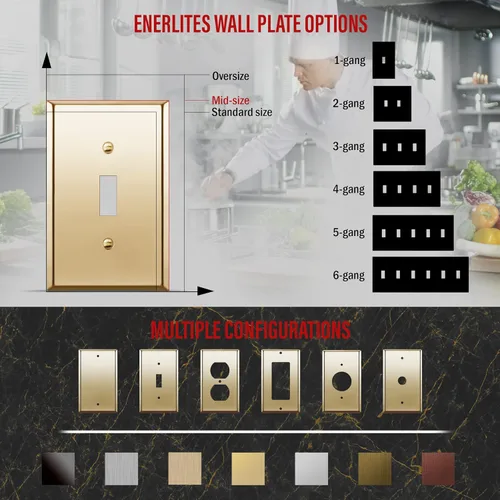 Miniatura 147 de ENERLITES Placa de Pared Metálica para Interruptor de Luz de Palanca, Acero Inoxidable 201, Resistente a la Corrosión, Tamaño Estándar 1-Gang 4.50