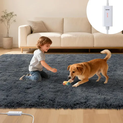 GarveeHome Alfombra térmica con cable de 4 x 6 pies, alfombra eléctrica para juegos con 3 niveles de calor y apagado automático, calentador de pies