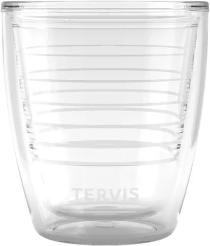 Tervis - Vaso de mesa transparente y colorido de 12 oz fabricado en Estados Unidos con aislamiento de doble pared, taza de viaje que mantiene las