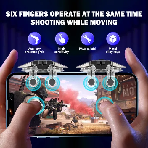 Miniatura 2 de 2022 New Model Mobile Game Controller Trigger, Mobile Game 6 Finger Trigger Sensitive Target Buttons martphone Game Controller Gamepad for