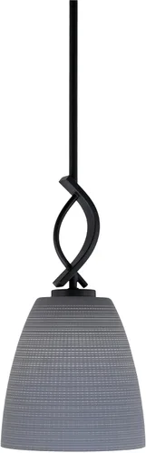 Miniatura 25 de Toltec Lighting Cavella Stem Colgado Mini colgante, acabado grafito, vidrio de muselina blanca de 4 pulgadas