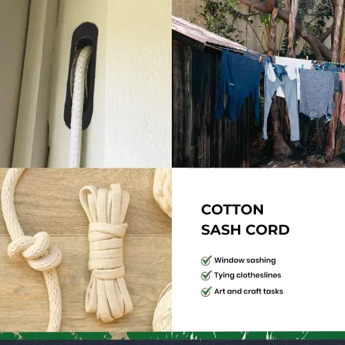 Miniatura 6 de Cordón de banda 100% algodón, cuerda multiusos para marcos de ventanas, atar tendederos y fines decorativos