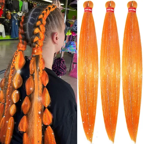Miniatura 46 de Cabello trenzado preestirado ombré, extensiones de cabello trenzado sedoso, sin picazón, trenzas de cabello trenzado de ganchillo con textura Yaki
