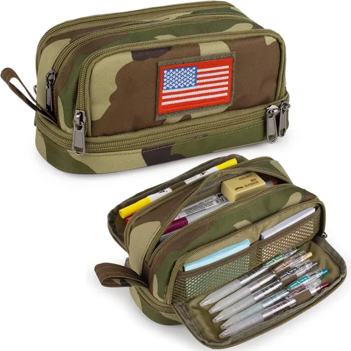 Miniatura 9 de ATRIPACK Estuche Táctico de 4 Compartimentos para Lápices para Niños, Bolsa de Lona Grande para Bolígrafos, Estuche de Gran Capacidad, Bolsa