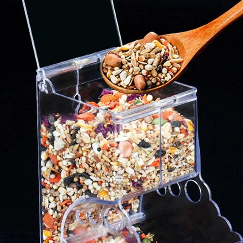 Miniatura 4 de Comedero para hámsters, dispensador automático de animales pequeños, acrílico transparente, recipiente de almacenamiento de alimentos para mascotas