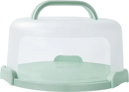 Miniatura 2 de Porta pasteles de plástico de 10 pulgadas con asa, soporte redondo para pasteles con tapa, recipiente rosa para pasteles de 6 pulgadas/8 pulgadas/10