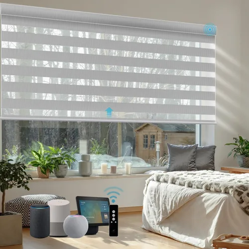 Miniatura 13 de SmartWings Persianas motorizadas de cebra con cenefa funcionan con Homekit Thread Alexa Z-Wave Smart de doble capa con control remoto, persiana