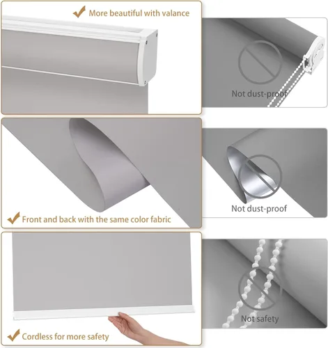 Miniatura 4 de Changshade Persianas enrollables 100% opacas sin cordones para ventanas, persianas de parada libre, tela aislante térmica, protección UV, persianas