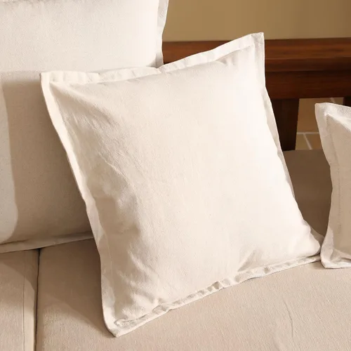 Miniatura 7 de patdrea Fundas de almohada decorativas de lino de 22 x 22 pulgadas, juego de 2 piezas con borde plegable, fundas de almohada de lino estilo rústico