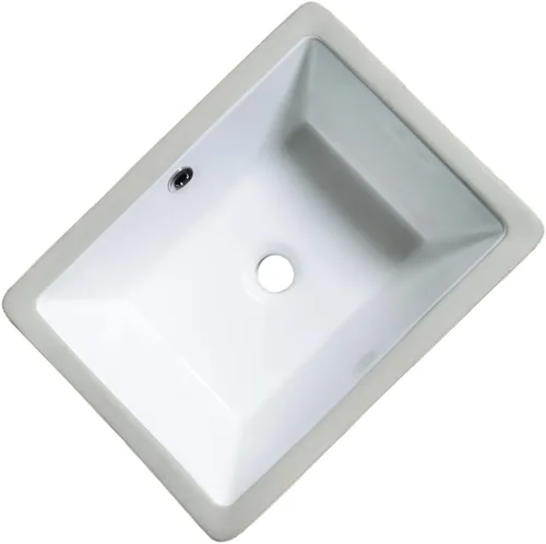 Miniatura 2 de Lavabo de Tocador de Baño de 16 Pulgadas, Lavabo Pequeño de Montaje Inferior para Baño, Lavabo Rectangular de Porcelana Blanca para Gabinete 15.75