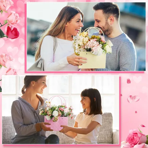 Miniatura 6 de TaoBary 18 bolsas de flores con asas para ramo, caja de regalo floral de graduación 2026, cajas de floristería impermeables para suministros