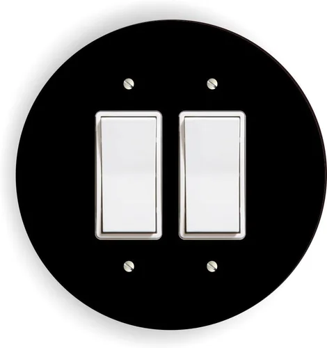 Miniatura 12 de Island Gifting - Diseño negro - Cubierta redonda para placa de interruptor de luz - Palanca doble