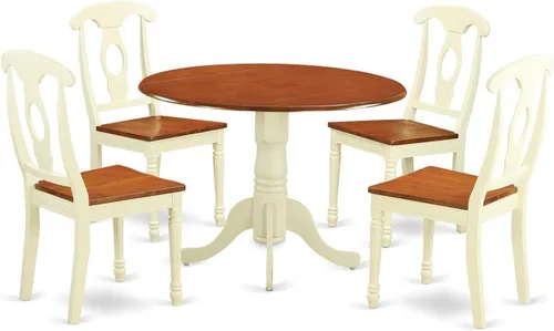 Miniatura 14 de East West Furniture DLKE3-BCH-LC - Juego de mesa de comedor moderno de 3 piezas que contiene una mesa redonda de madera con gotas y 2 sillas