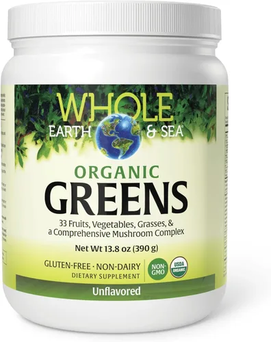 Whole Earth & Sea de Natural Factors, verduras fermentadas orgánicas, suplemento alimenticio integral vegano, sin sabor, 13.8 onzas