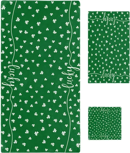Clover Bath Towels for Bathroom Set - Luxury Microfiber Towels Gifts for Women,Quick Dry Beach Kitchen Hand Hair Face Yoga Workout Gym Towel and