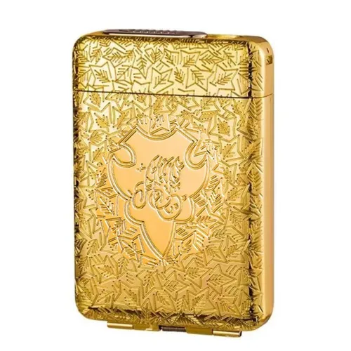 Caja de cigarrillos de metal con encendedor de tamaño King, paquete portátil de 16 piezas de cigarrillos regulares, encendedores USB, caja de