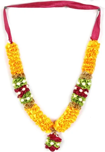 ASHIRWAD Guirnalda de flores artificiales de 9 pulgadas, cinta de cuentas, pequeña estatua de ídolo grande mala, artículos indios Pooja Diwali Puja,