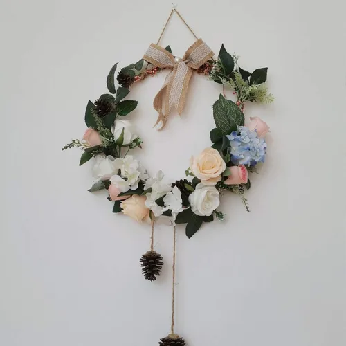 Miniatura 4 de Paquete de 2 anillos de aro de metal grandes de 14 pulgadas con diseño floral de macramé dorado para hacer coronas de boda y manualidades