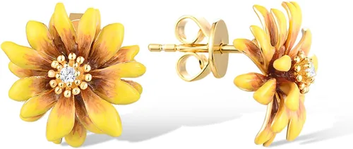 Miniatura 2 de Santuzza - Pendientes de plata de ley con flores esmaltadas y gemas de plata esterlina
