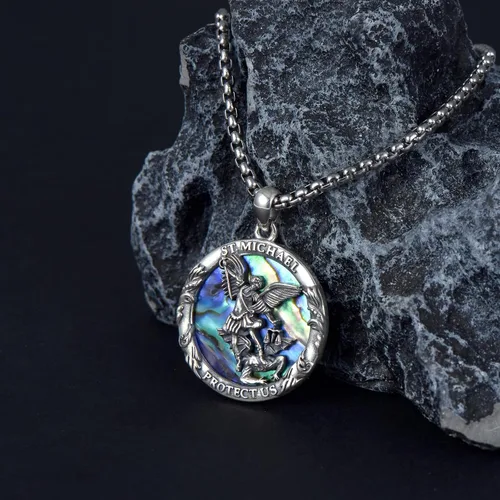 Miniatura 63 de CEKAMA - Collar de plata de ley 925 con dije de amuleto para hombres y mujeres, con cadena de 0.098 in, 22 pulgadas + 2 pulgadas