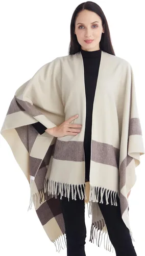 Miniatura 11 de Poncho chal para mujer, suéteres suaves y cálidos para mujer, parte delantera abierta, poncho de viaje para otoño, invierno y primavera