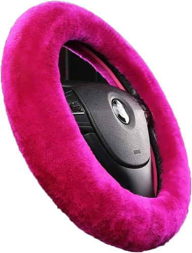 Miniatura 19 de OGLAND - Funda para volante de automóvil de lana de oveja esponjosa suave y esponjosa para vehículo automotriz universal, para mujer y hombre, 14
