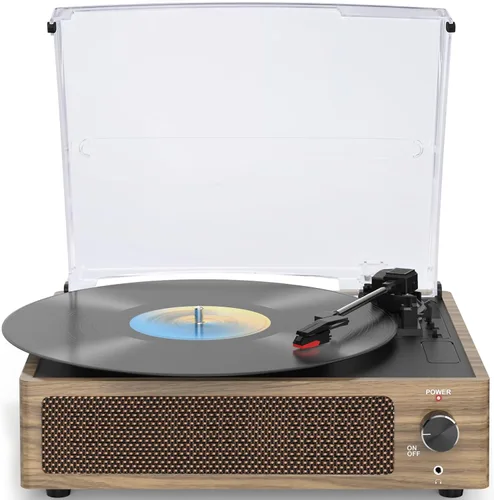Tocadiscos con altavoces, tocadiscos vintage para vinilos, grabadores, tocadiscos accionados por correa, reproductores de vinilo LP, soporte de