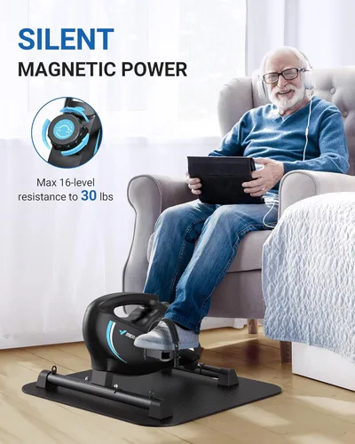 Miniatura 3 de Pedal de bicicleta para debajo del escritorio, mini bicicleta de ejercicio magnética silenciosa con aplicación MERACH para recuperación de brazos