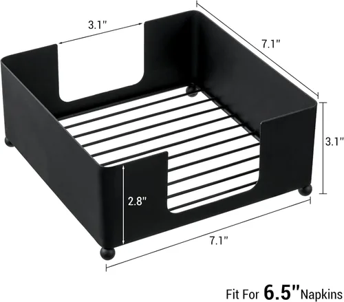 Miniatura 5 de MyGift Servilletero cuadrado de metal negro moderno – Bandeja dispensadora de servilletas de mesa para cocina, mesa de comedor y organización