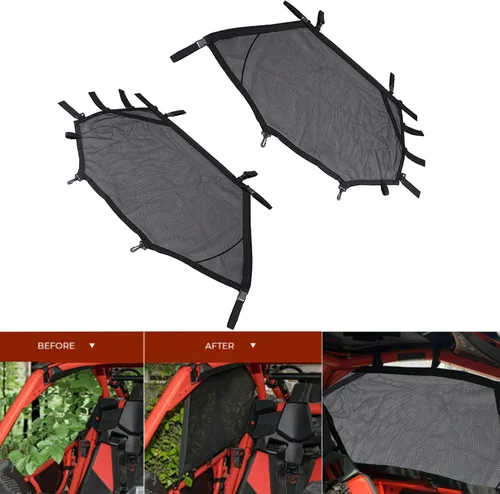 Miniatura 7 de Red para Ventana de ATV/UTV Protector de Malla para Jaula Trasera Enrollable + Derecha + Izquierda Cubierta de Red Protectora de Sombra para Ventana