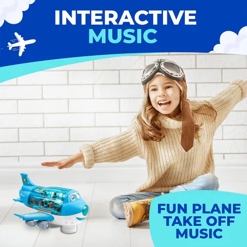 Miniatura 8 de Toysery Juguetes de Avión para Niños, Acción de Choca y Avanza, Avión de Juguete para Pequeñitos con Luces LED Intermitentes y Sonidos para Niños