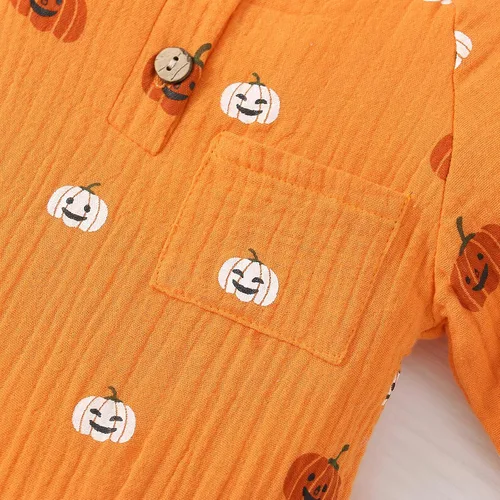 Miniatura 40 de Disfraz de Halloween para bebé niño y niña, mameluco de manga larga con diseño de calabaza, mameluco para Halloween