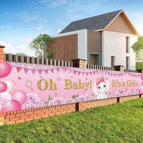 Miniatura 8 de Telón de fondo de baby shower con cartel de 118 x 19.6 pulgadas, cartel de porche de Oh Baby It's a Boy, cartel colgante de puerta de bienvenida